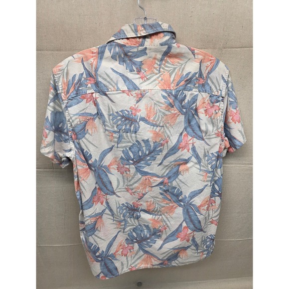 American Eagle Mens Short Sleeve Tropical Floral Palm Button Down Shirt Medium - Picture 4 of 6